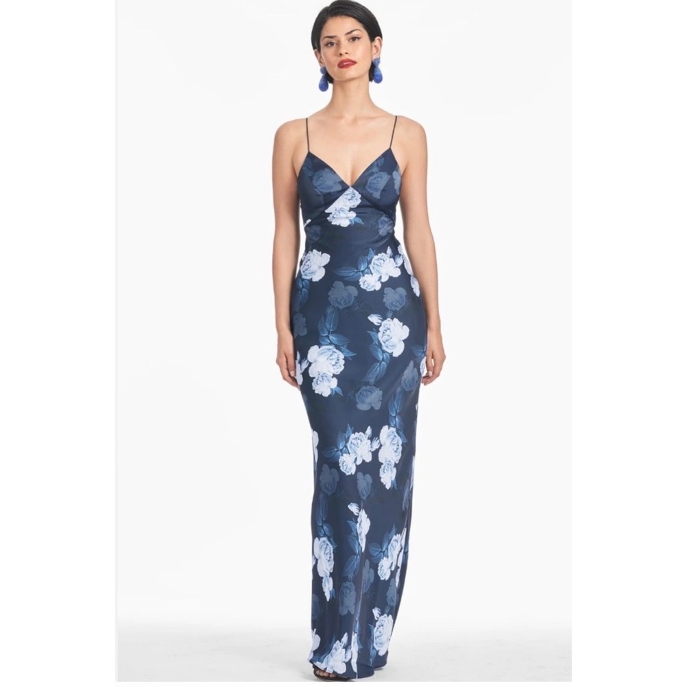 NWT Sachin & Babi Alta Midnight Glacial Rose Satin Slip Gown Size‎ 0 $295